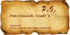Petrikovich Izsák névjegykártya